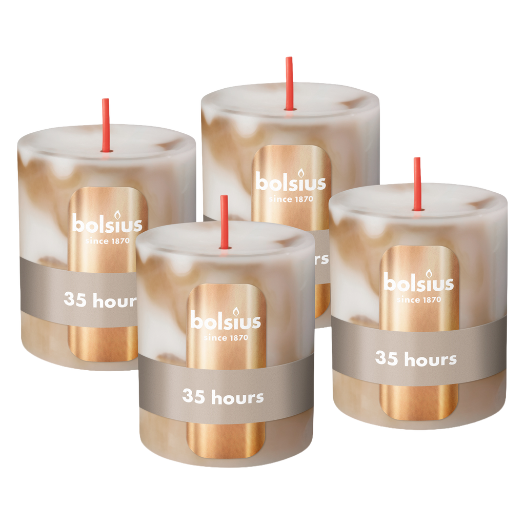Bolsius Stompkaars - Marble - Beige - 8 cm - 35 Branduren