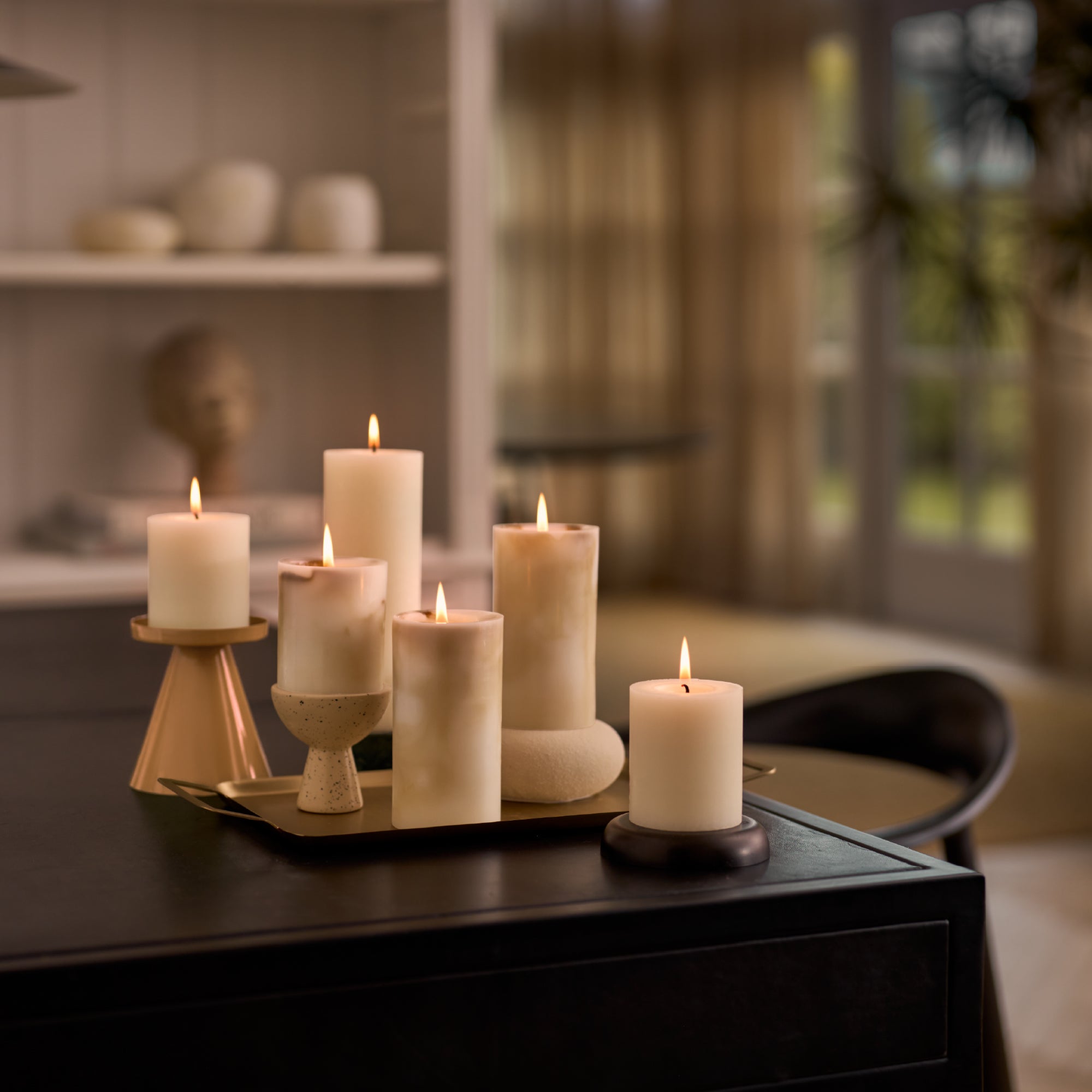Bolsius Stompkaars - Marble - Beige - 8 cm - 35 Branduren
