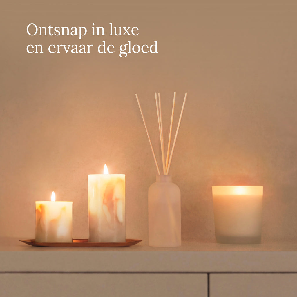 Bolsius Stompkaars - Marble - Beige - 8 cm - 35 Branduren
