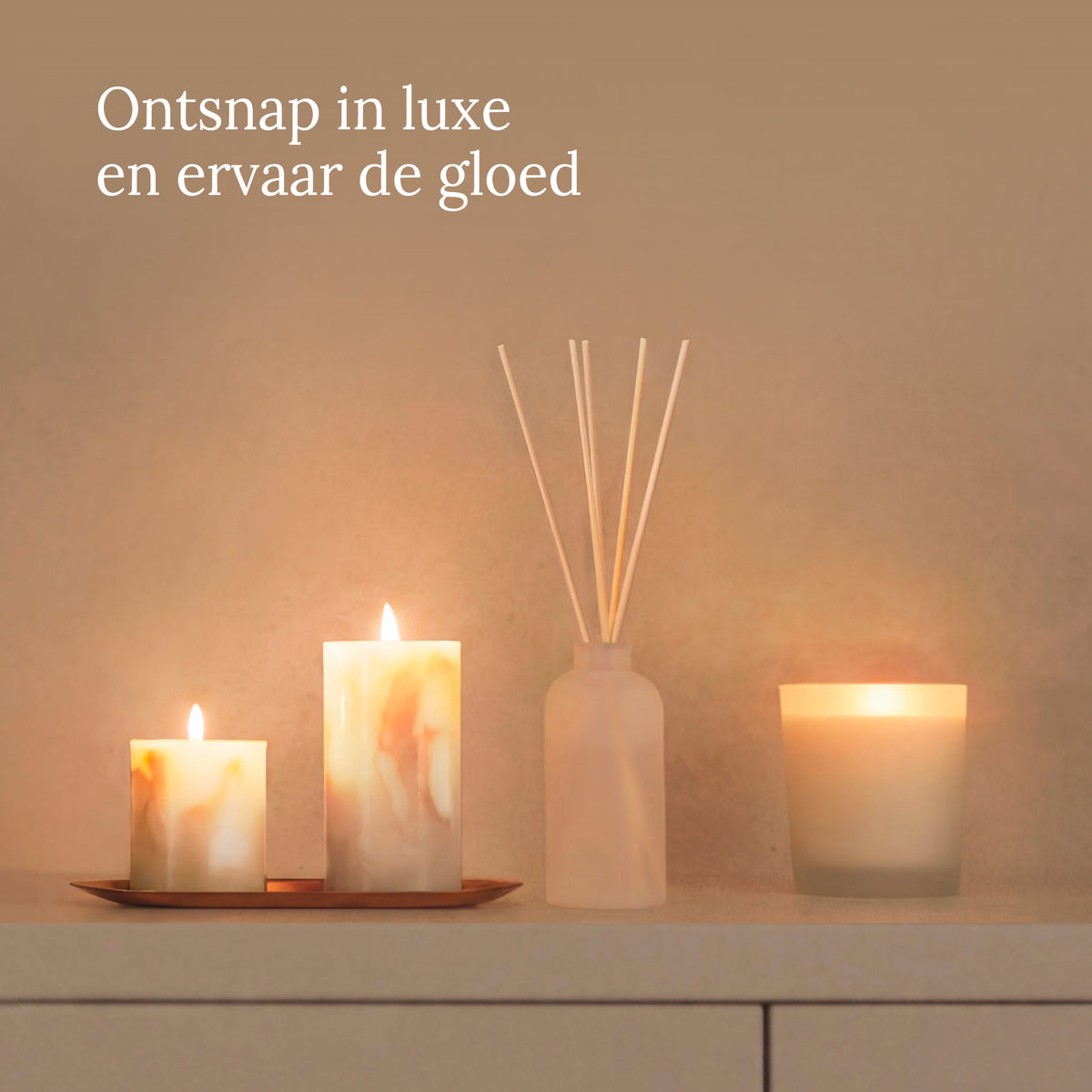 Bolsius Stompkaars - Marble - Beige - 8 cm - 35 Branduren
