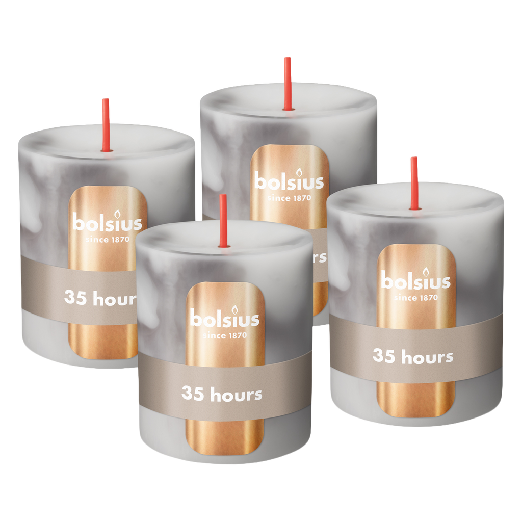 Bolsius Stompkaars - Marble - Grijs - 8 cm - 35 Branduren