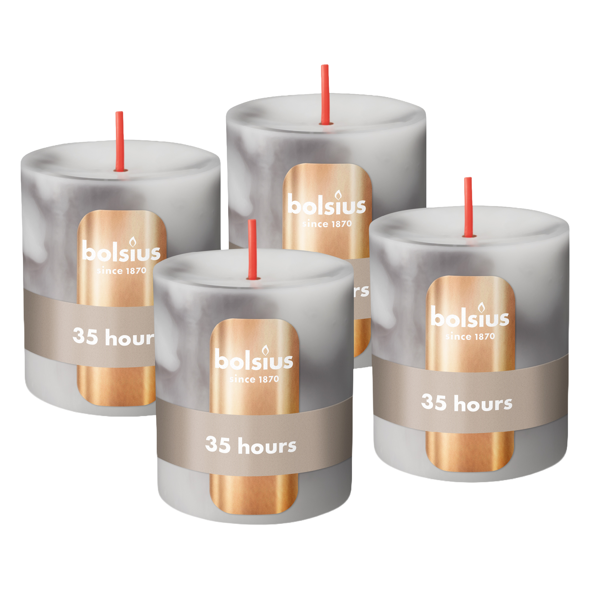 Bolsius Stompkaars - Marble - Grijs - 8 cm - 35 Branduren