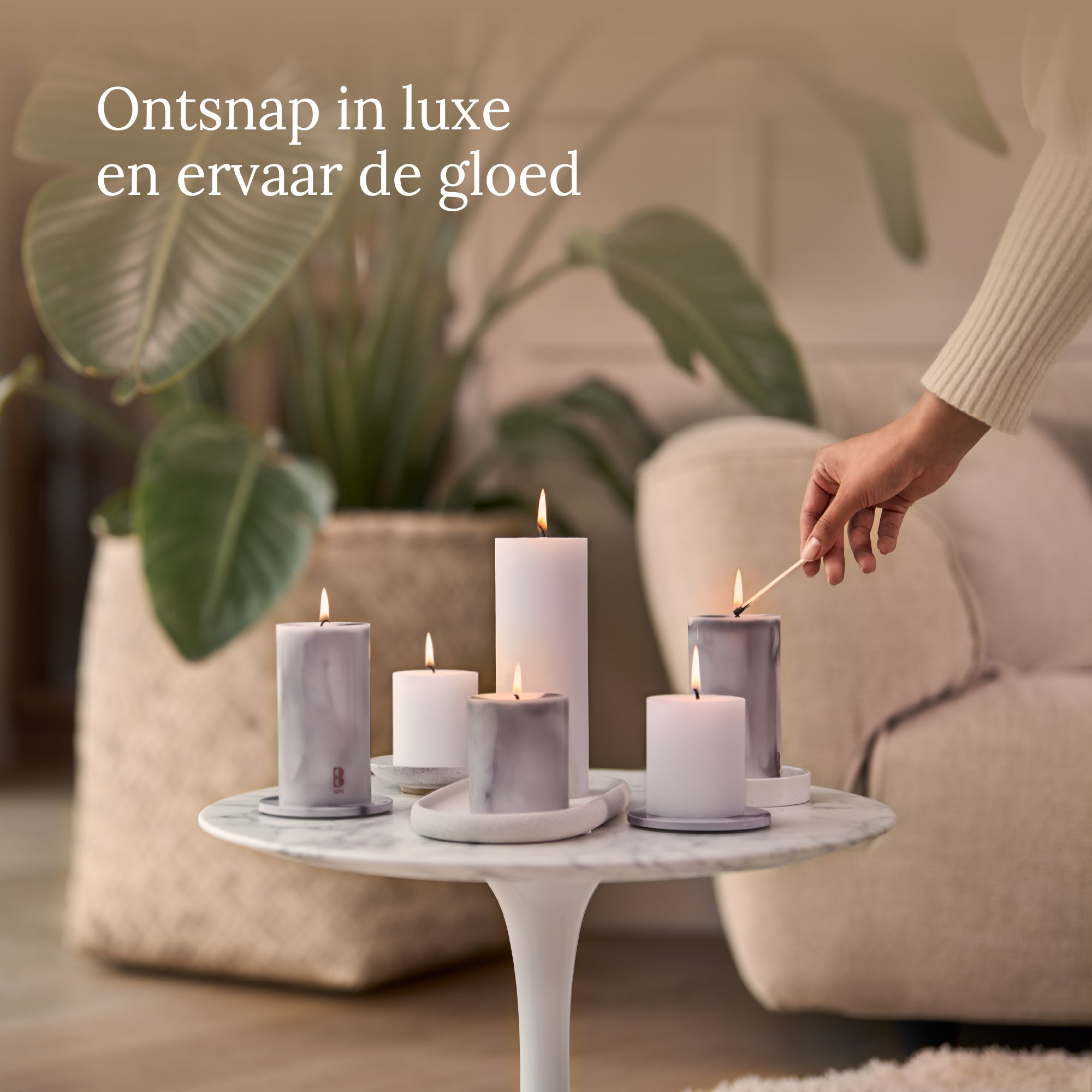 Bolsius Stompkaars - Marble - Grijs - 8 cm - 35 Branduren