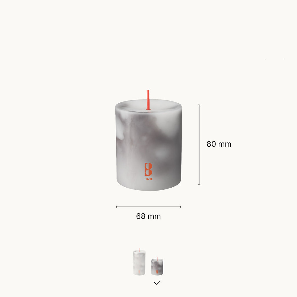 Bolsius Stompkaars - Marble - Grijs - 8 cm - 35 Branduren