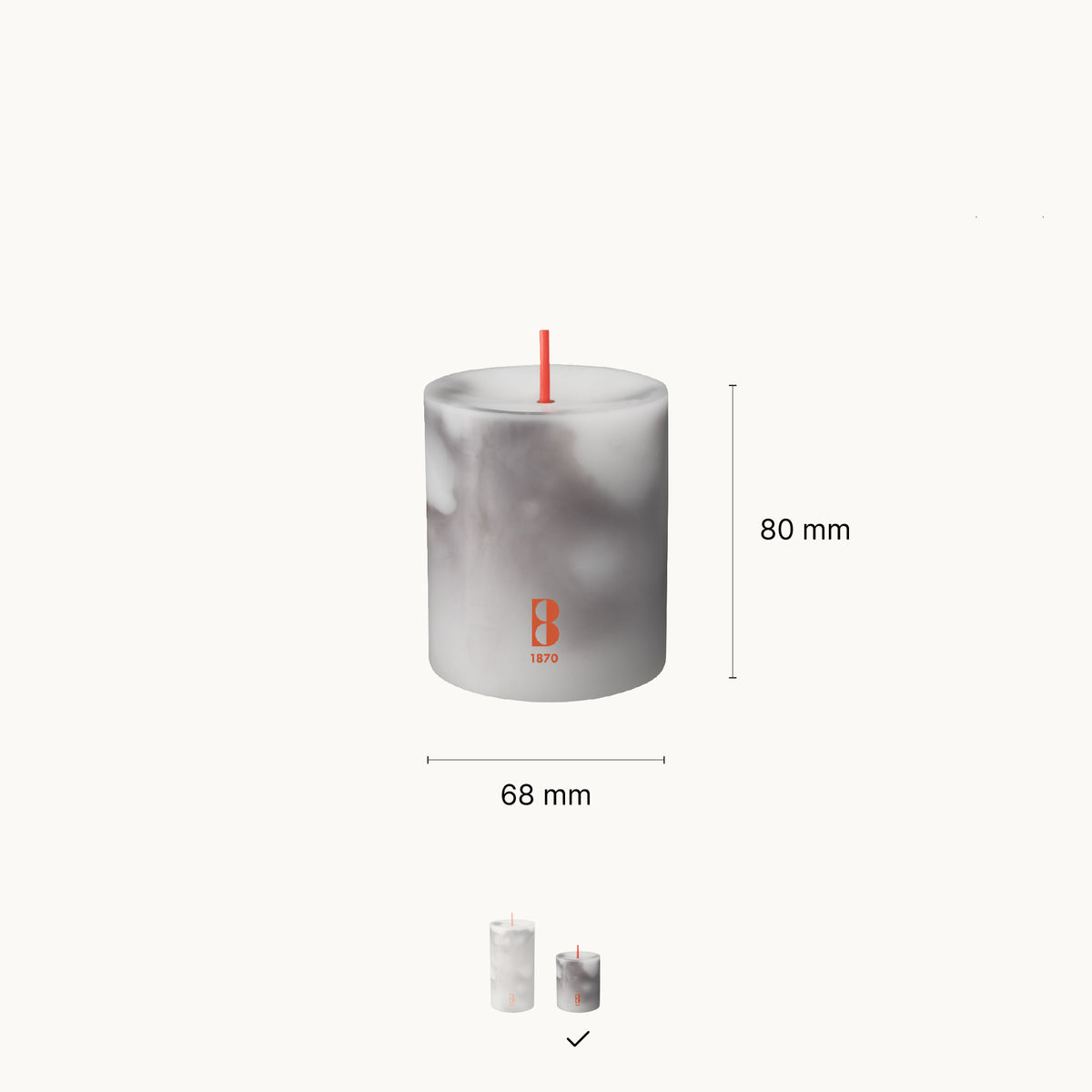 Bolsius Stompkaars - Marble - Grijs - 8 cm - 35 Branduren