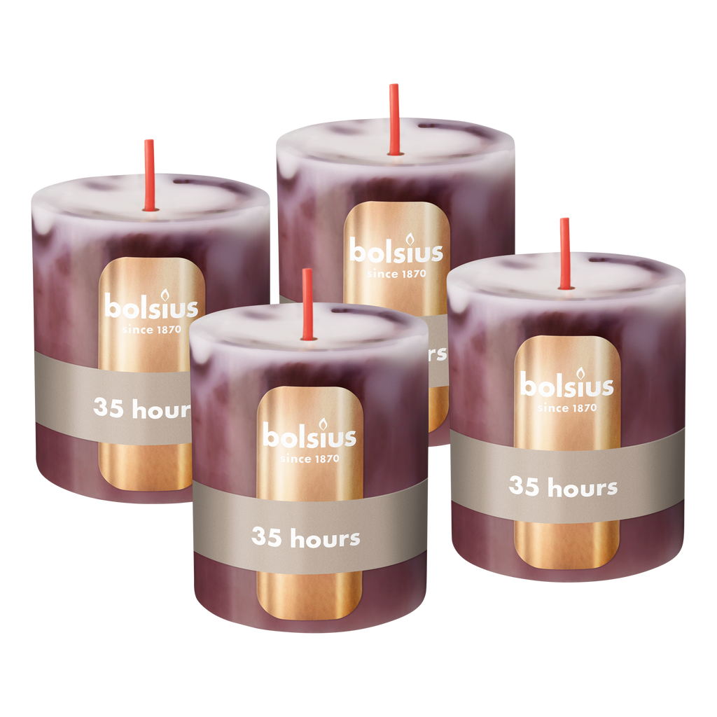 Bolsius Stompkaars - Marble - Rood - 8 cm - 35 Branduren