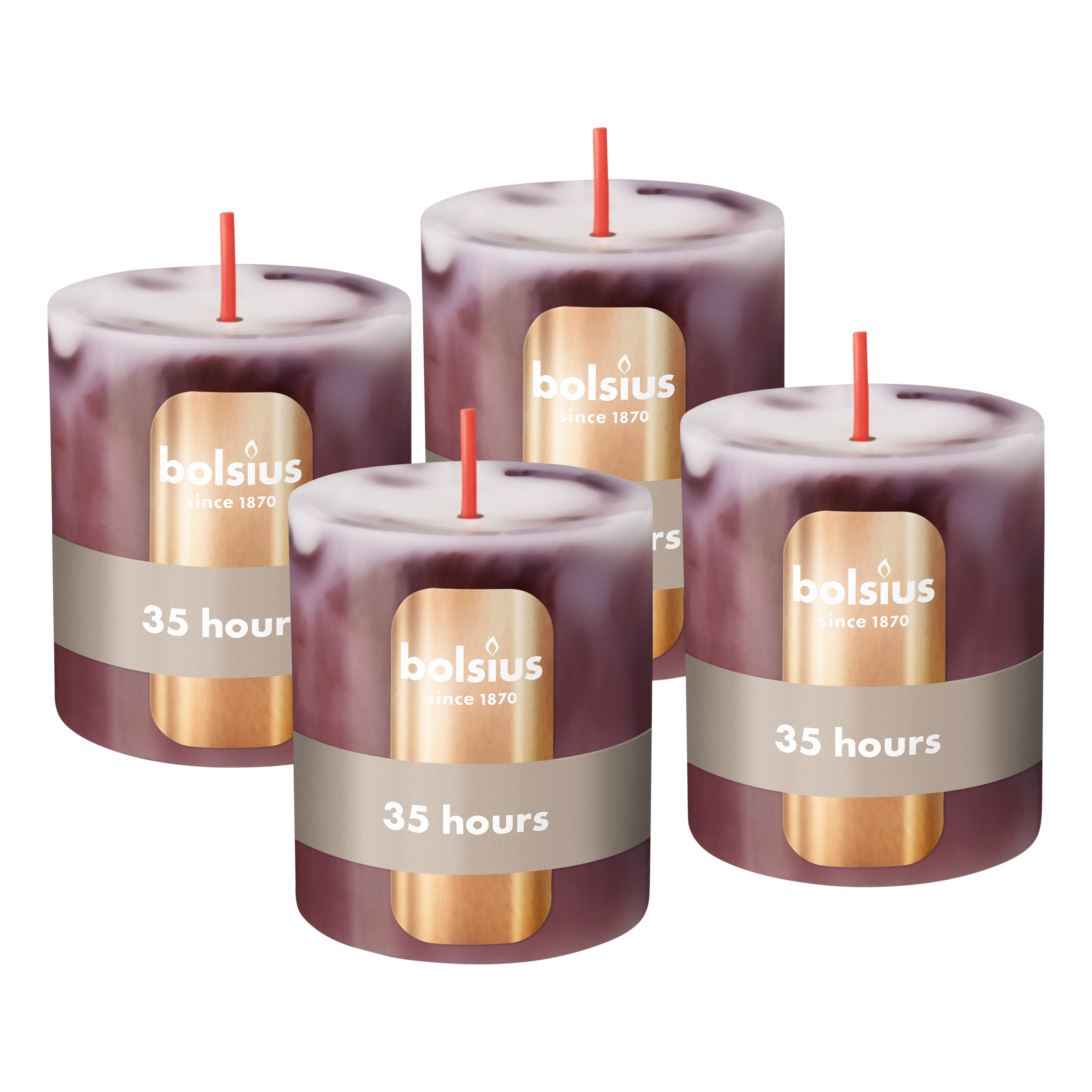 Bolsius Stompkaars - Marble - Rood - 8 cm - 35 Branduren