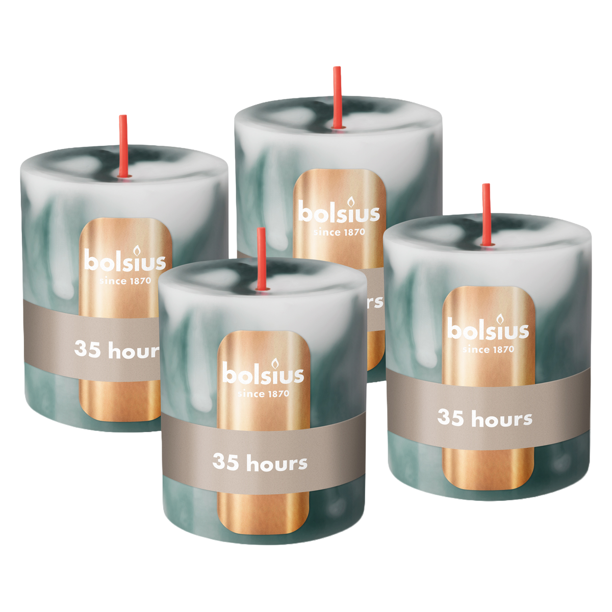 Bolsius Stompkaars - Marble - Groen - 8 cm - 35 Branduren