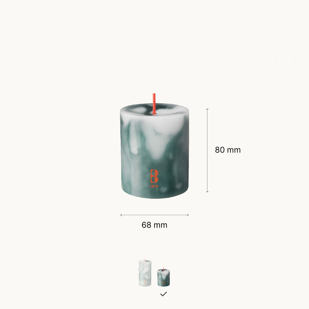 Bolsius Stompkaars - Marble - Groen - 8 cm - 35 Branduren