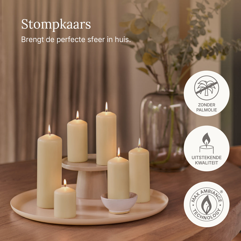 Gladde Stompkaarsen set - Oat Beige