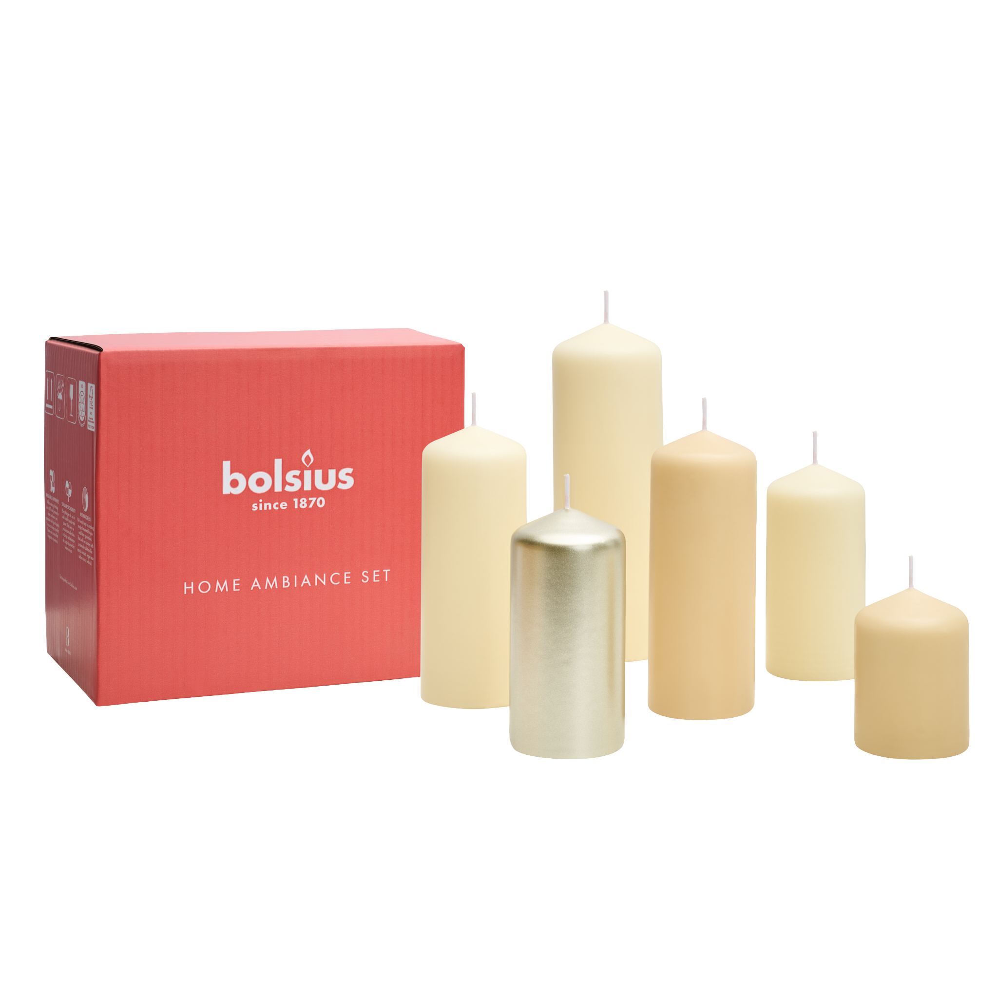 Bolsius - Gladde Stompkaarsen set - Pillow Talk - Ivoor Beige - 6 Stuks