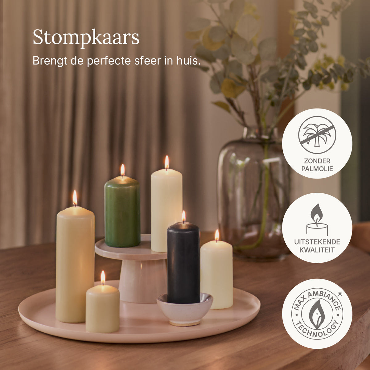 Gladde Stompkaarsen set - Nature