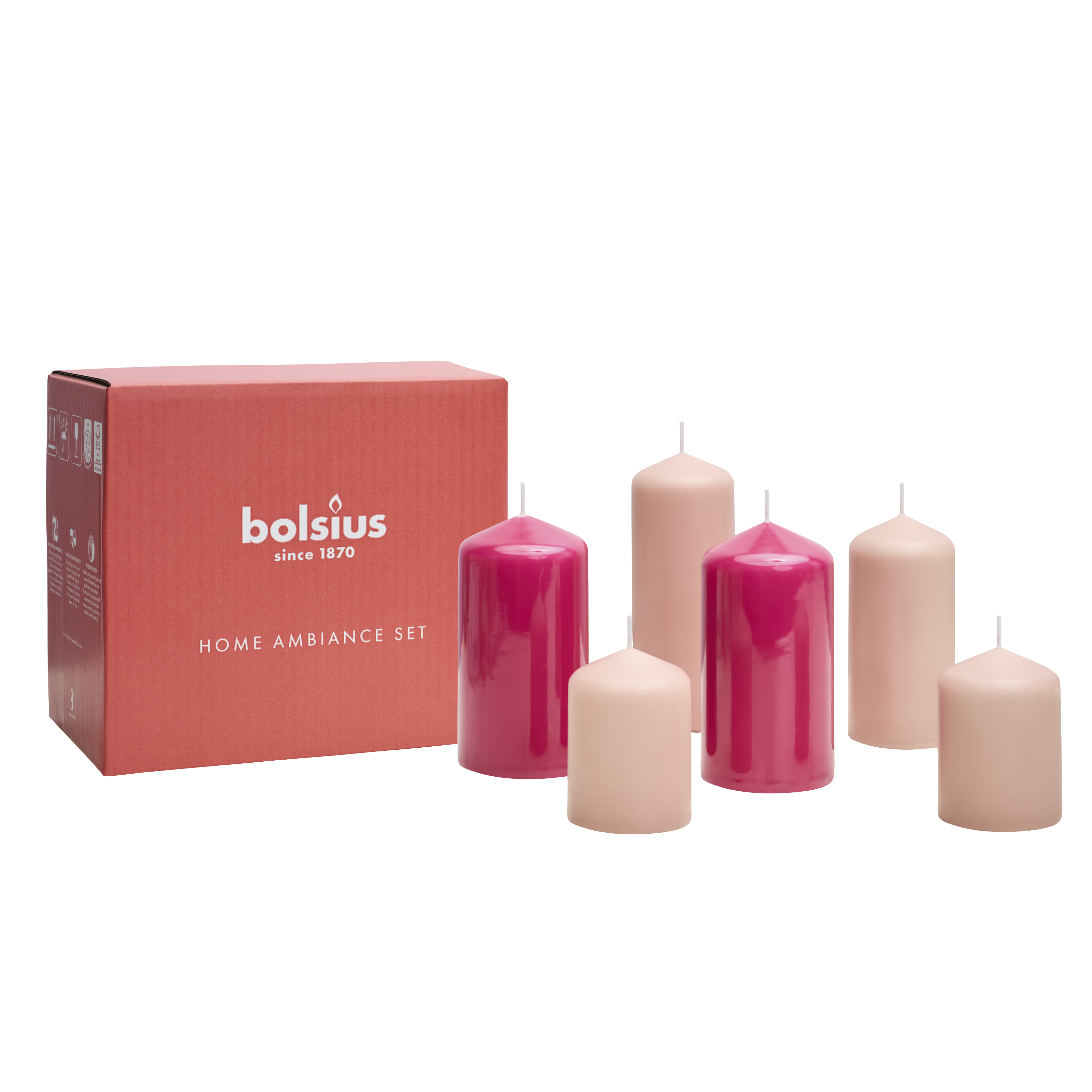 Bolsius - Gladde Stompkaarsen set - Roze