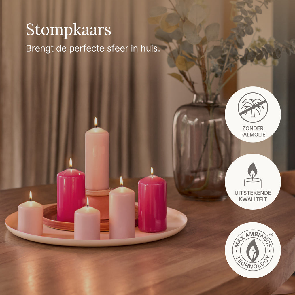 Bolsius - Gladde Stompkaarsen set - Roze