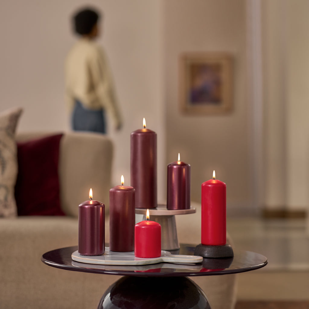 Gladde Stompkaarsen set - Rood