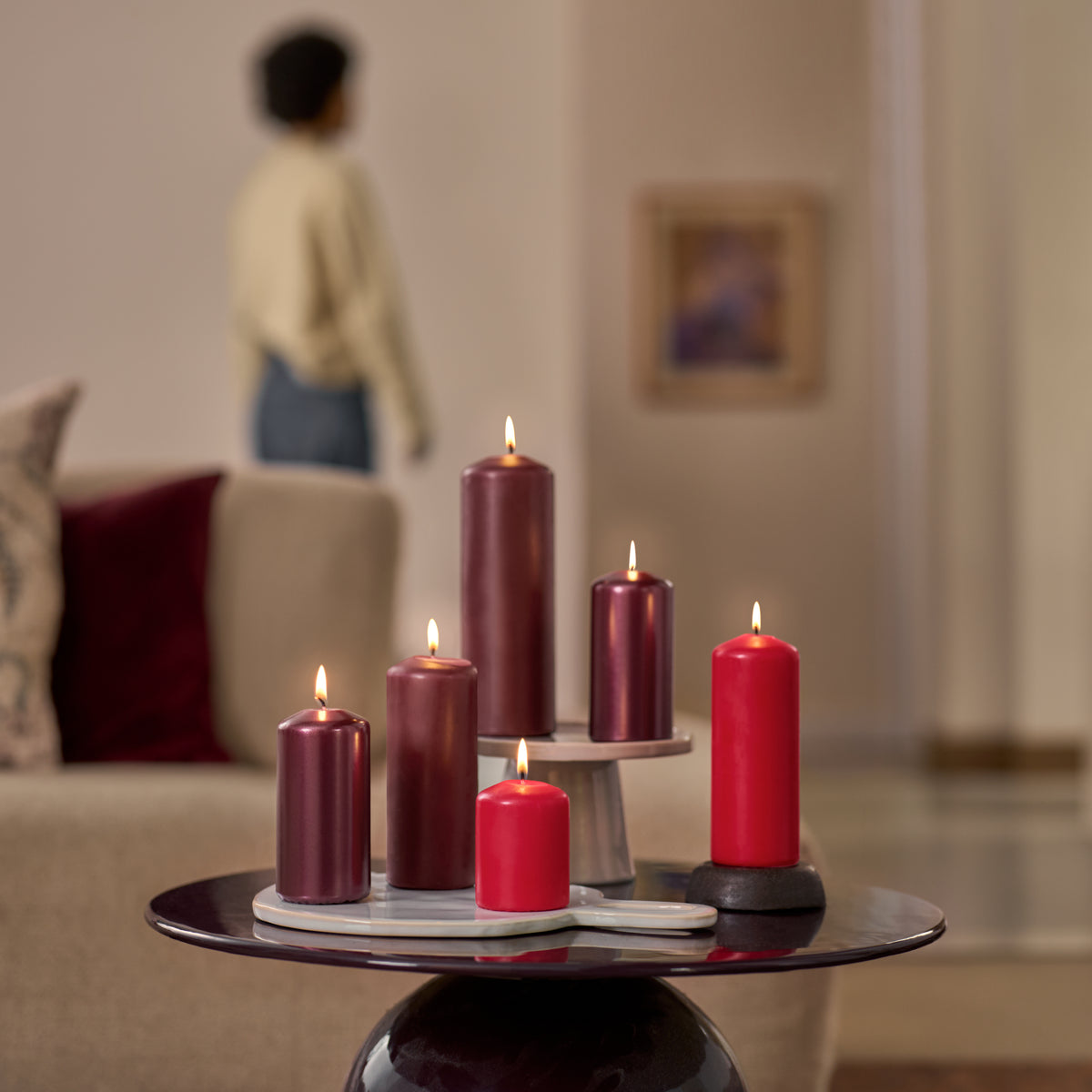 Gladde Stompkaarsen set - Rood