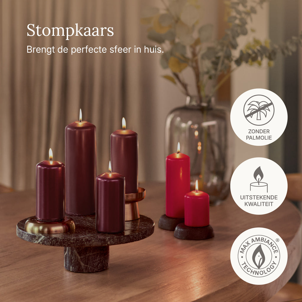 Gladde Stompkaarsen set - Rood
