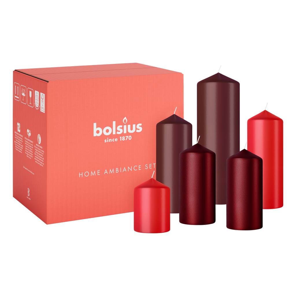 Gladde Stompkaarsen set - Rood