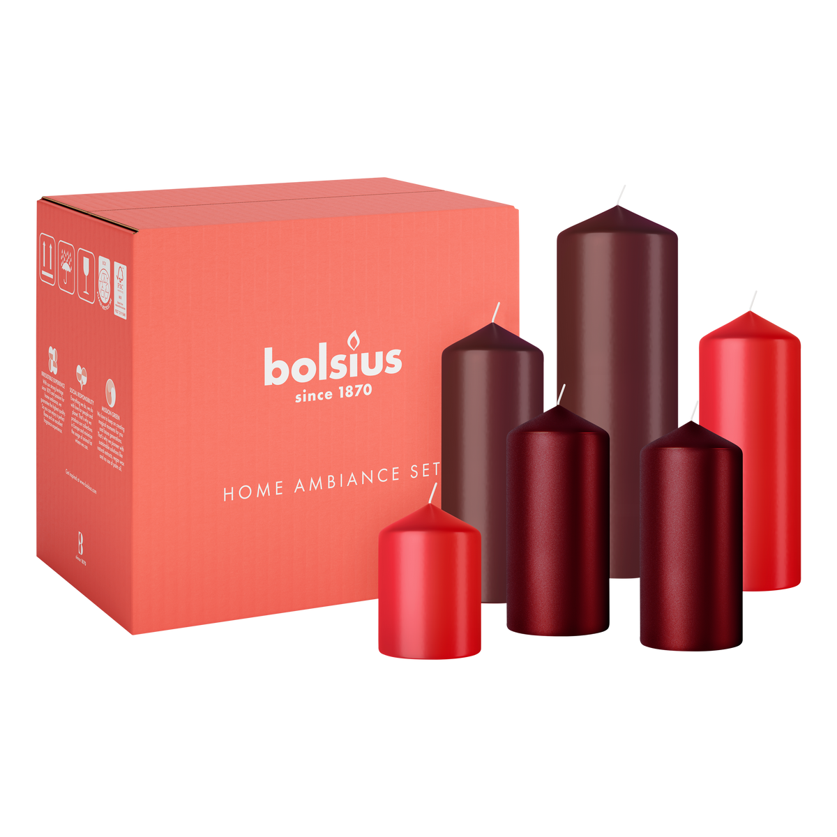 Gladde Stompkaarsen set - Rood