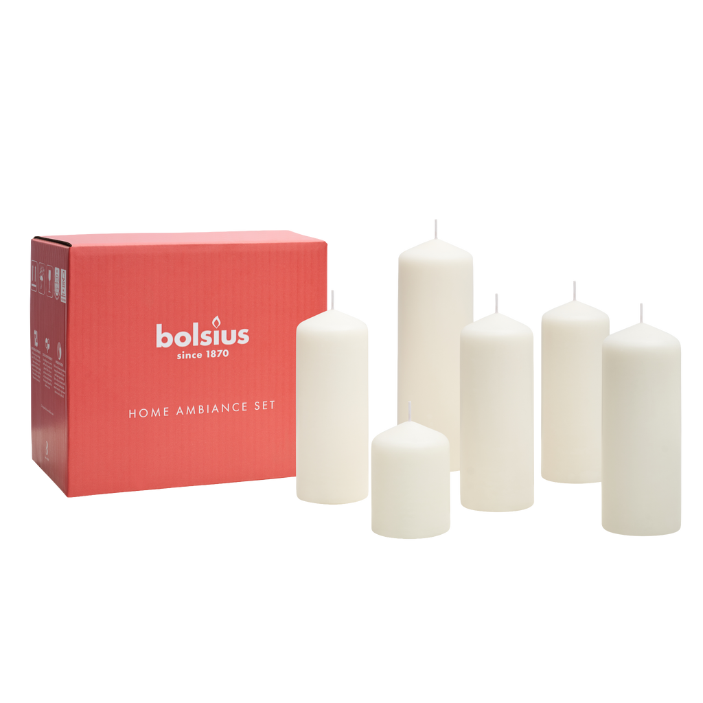 Bolsius - Gladde Stompkaarsen set - Wit - 6 Stuks