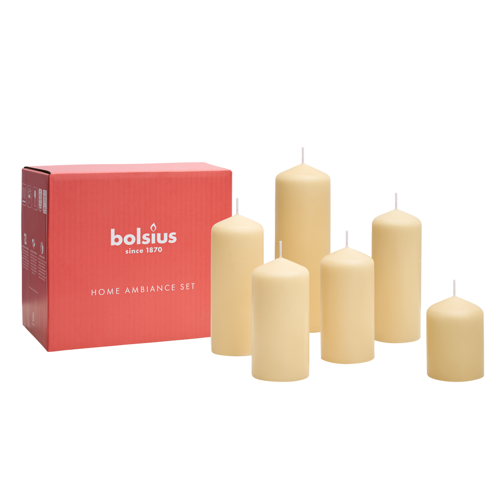 Bolsius - Gladde Stompkaarsen set - Soft Pearl Ivoor - 6 Stuks
