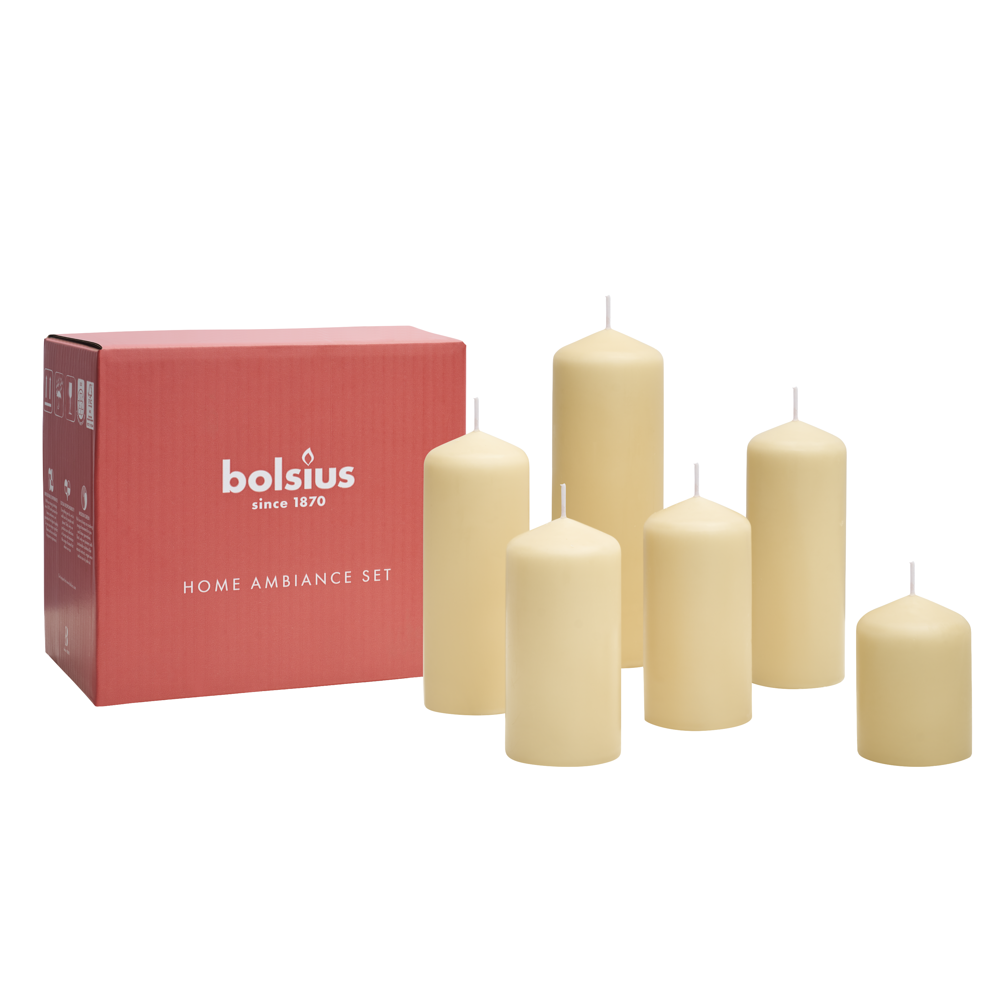 Bolsius - Gladde Stompkaarsen set - Soft Pearl Ivoor - 6 Stuks