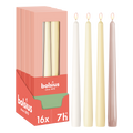 Bolsius - Dinerkaarsen Set - 16 stuks - Natural Nude - Beige - Ivoor - Wit - Licht roze - 7 branduren