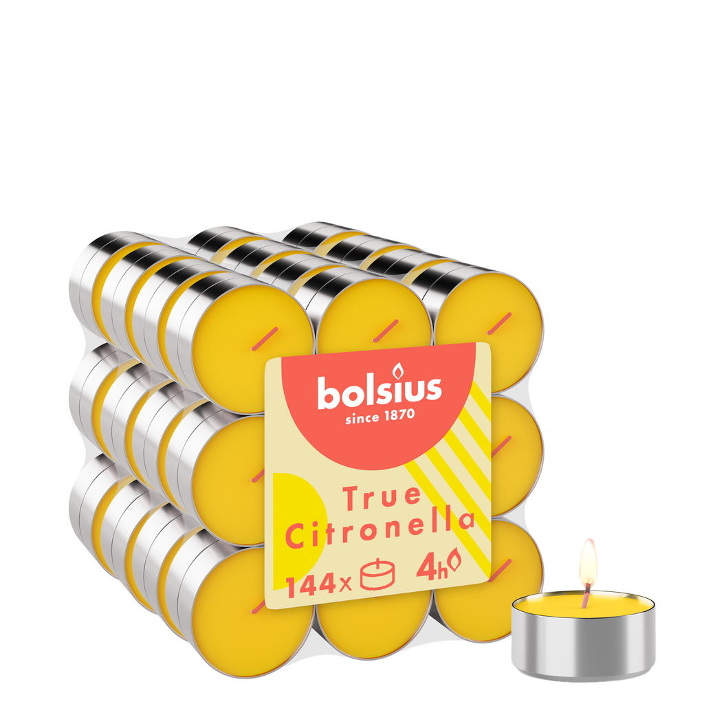 Bolsius - 144 Geurtheelichten - Waxinelichtjes - Citronella - Buitenkaars