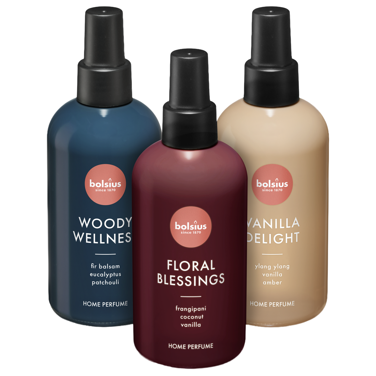 Bolsius - Huisparfum - Floral Blessings - Vanilla Delight - Woody Wellness - 3 stuks - 225ml