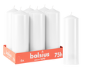 Bolsius - Gladde Stompkaarsen - 6 stuks - Wit - 75 branduren - 20 x 6,8 cm