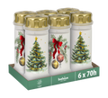 Bolsius - Herdenkingslicht - Wit met Kerst Print - 6 stuks - 70 Branduren