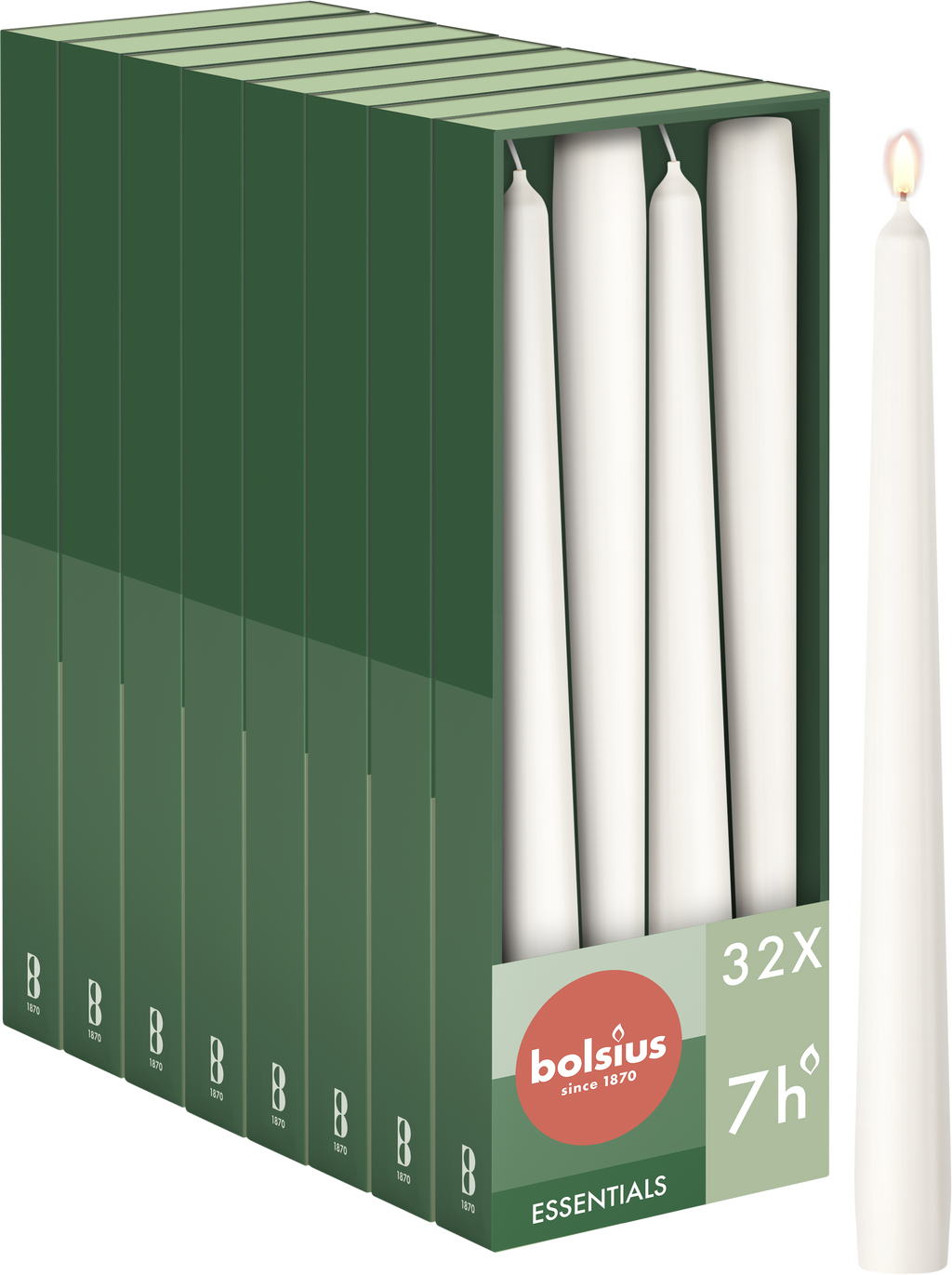 Bolsius - Gladde Dinerkaarsen - 24,5 cm - 32 stuks - Wit