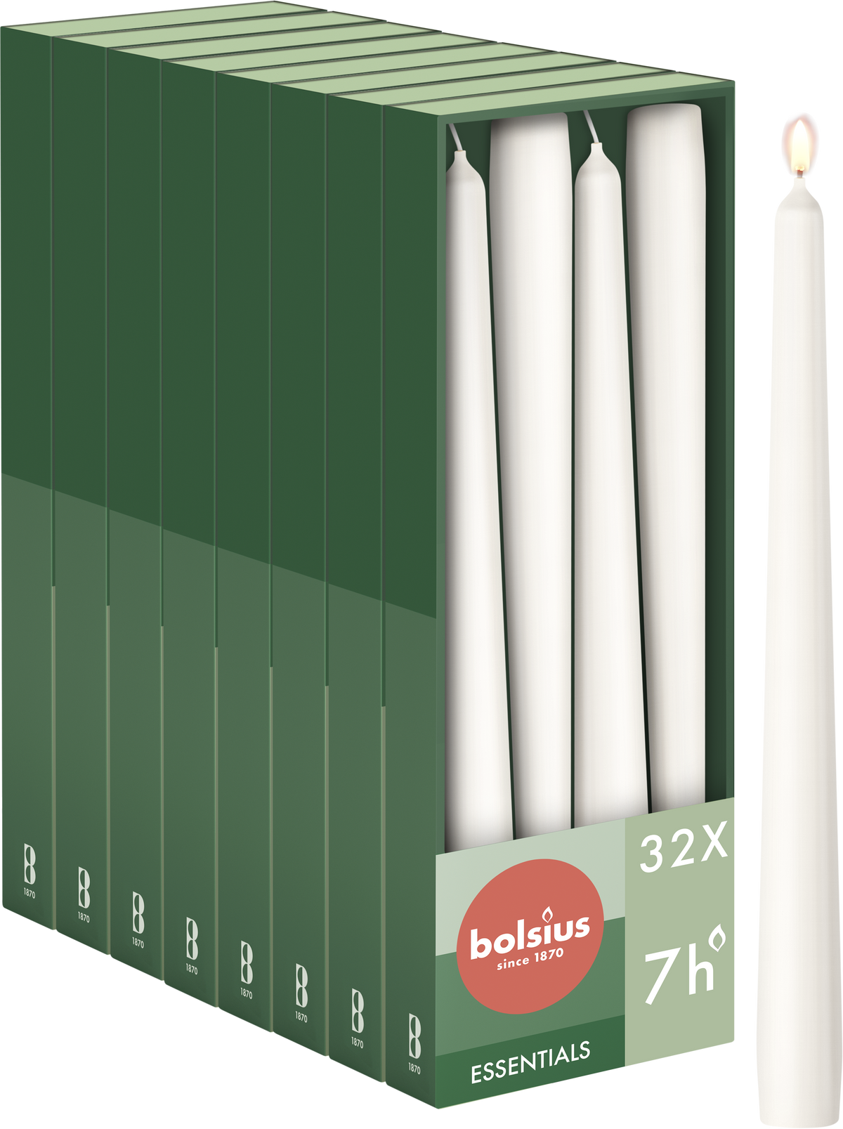 Bolsius - Gladde Dinerkaarsen - 24,5 cm - 32 stuks - Wit